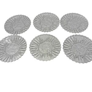 Vintage Federal Glass Pioneer Clear Fruit 8" Luncheon Plates Set of 6 Pressed